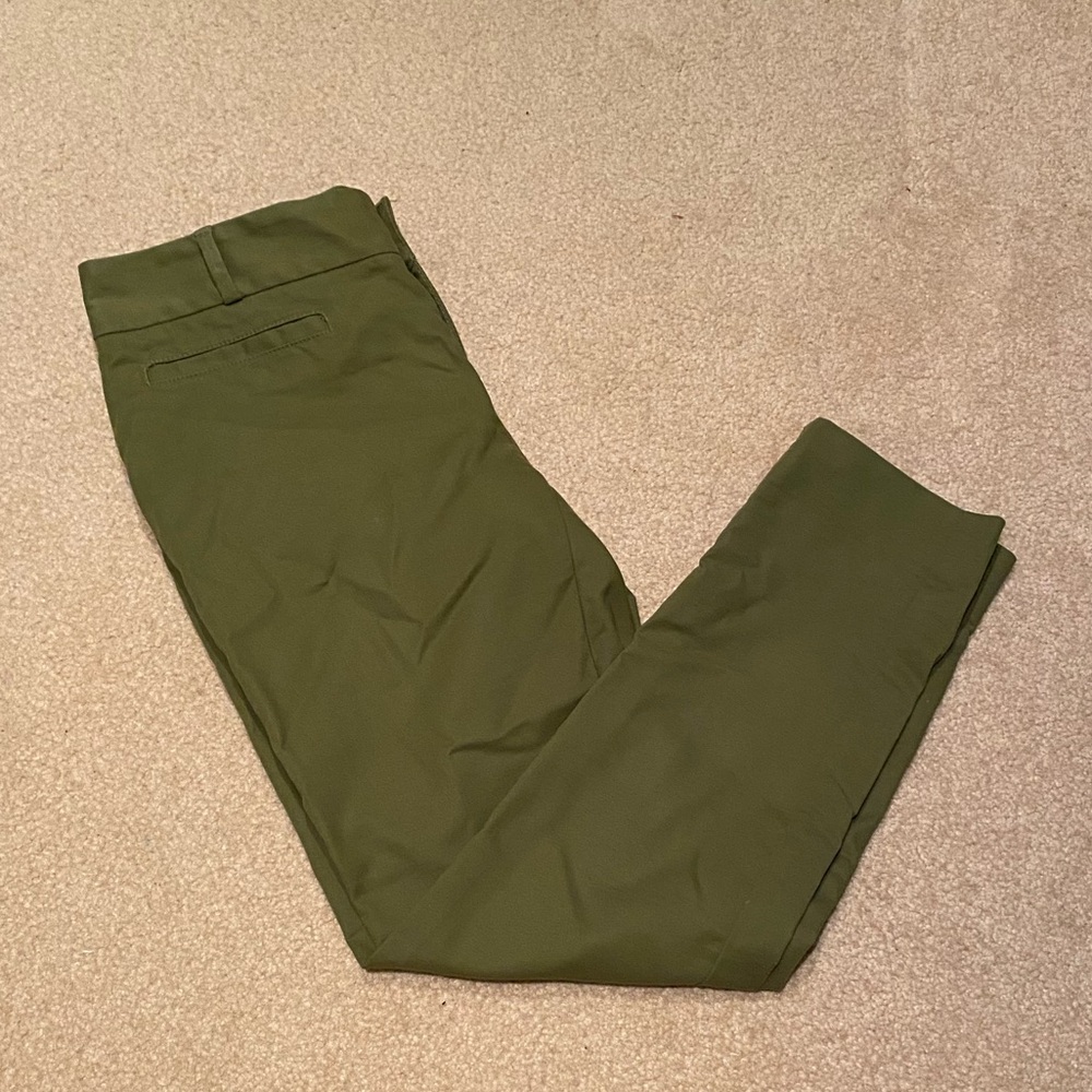 Anthropologie Cartonnier Tilda Slim Size 6 Olive Green Chino Pants Ankle Cut Out
